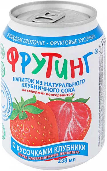 Напиток Fruiting из клубничного сока с кусочками клубники 238мл