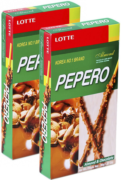 Набор 2 уп., Соломка в шоколадной глазури с миндалем Almond Pepero/Альмонд Пеперо, 36г