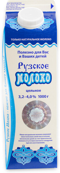 Молоко Рузское пастеризованное 3,2%-4,0% 1000г