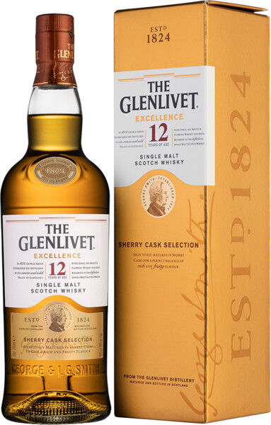 Виски шотландский Glenlivet Single Speyside Malt 12 y.o. 0,7L в подарочной коробке