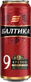 Пиво светлое БАЛТИКА 9 Экспортное Легендарное, 8%, ж/б, 0.45л Россия, 0.45 L
