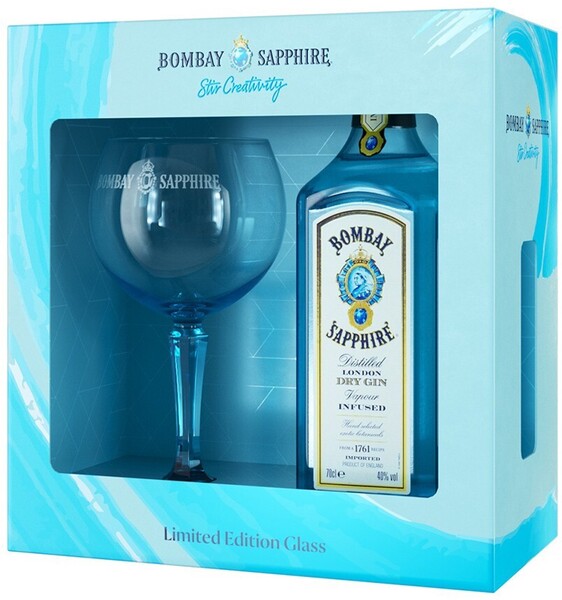 Джин Bombay Sapphire 0.7 L + стакан