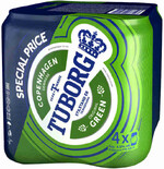 Промонабор TUBORG Green пиво светлое, 4,6%, ж/б, 0.45x4л Россия, 1.8 L