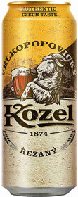 Пиво Velkopopovicky Kozel Rezany светлое фильтрованное 4,7%, 450 мл