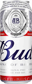 Пиво светлое BUD пастеризованное, 5%, ж/б, 0.45л Россия, 0.45 L