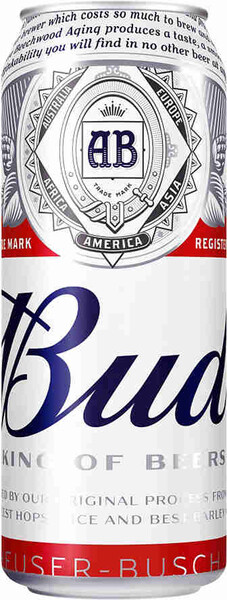 Пиво светлое BUD пастеризованное, 5%, ж/б, 0.45л Россия, 0.45 L