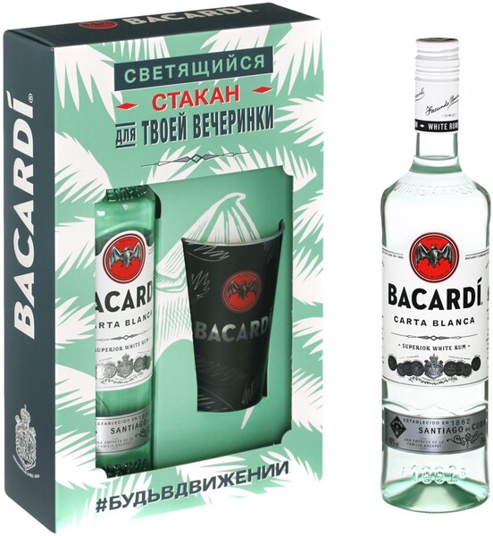 Ром BACARDI Carta Blanca невыдержанный, 40%, п/у, 1л Италия, 1 L