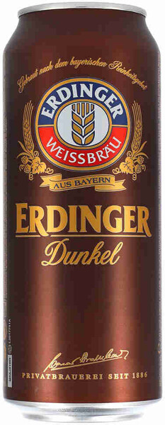 Пиво Erdinger темное пшеничное н/фильтр непастер 5,3% 0,5л ж/б МПК