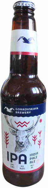 Пиво светлое ГОРЬКОВСКАЯ ПИВОВАРН Двойной Индийский Пэйл Эль нефил.паст.осв.алк.8% ст. Россия, 0.44 L