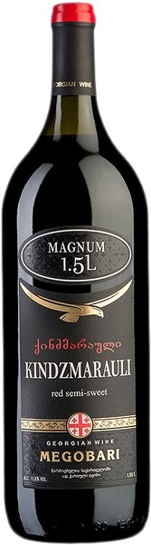 Вино MEGOBARI Киндзмараули Кахетия красное полусладкое, 1.5л Грузия, 1.5 L