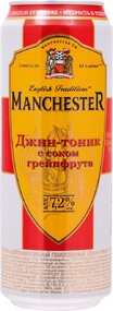 Напиток слабоалкогольный MANCHESTER Джин-тоник с соком грейпфрута, 7,2%, ж/б, 0.45л Россия, 0.45 L