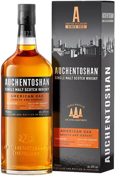 Шотландский виски Auchentoshan American Oak Single Malt, 0.7 L, в подарочной упаковке