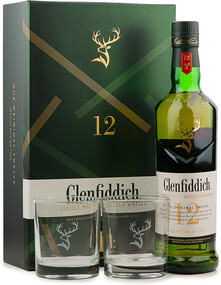 Виски шотландский Glenfiddich Speyside Single Malt 12 y.o. 0.7 L в п/у + 2 стакана