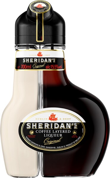 Напиток спиртной SHERIDANS двухслойный со вкусом кофе 15,5%, 0.7л Ирландия, 0.7 L