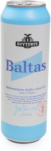 Пиво Svyturys Baltas светлое нефильтрованное 0,568 л ж/б