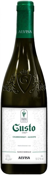 Вино Gusto VINO CHARDONNAY - ALIGOTE столовое белое полусладкое Россия, 0,75 л