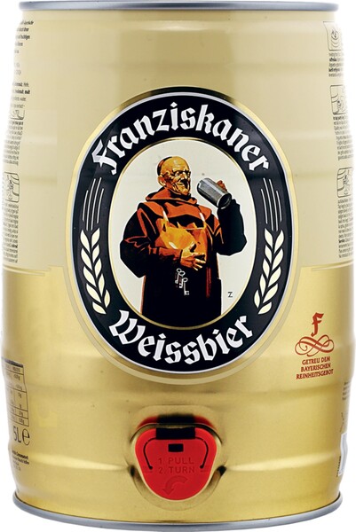 Пиво Franziskaner Weissbier пшеничное светлое нефильтрованное 5%, 5 л