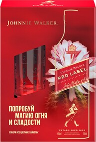 Виски JOHNNIE WALKER Red Label Шотландский, купажированный 40%, п/у + стакан, 0.7л Великобритания, 0.7 L