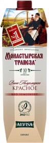 Вино Монастырская Трапеза красное полусладкое 1,0л
