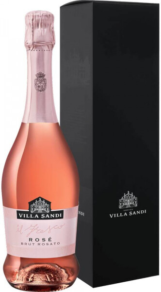 Вино игристое Вилла Санди Иль Фреско Розе розовое брют (Villa Sandi Il Fresco Rose Vino Spumante Brut Rosato), 9-15 % в подарочной упаковке, 0.75л