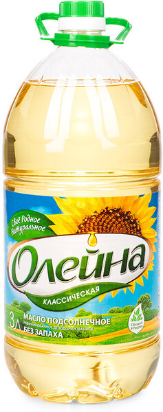 Масло Олейна подсолнечное рафинированное дезодорированное 3л