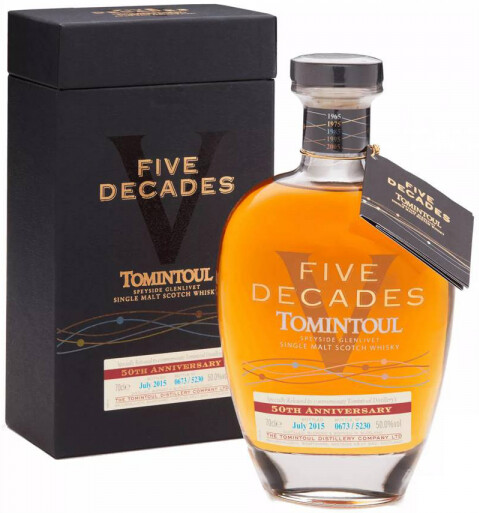 Виски шотландский односолодовый Томинтул Спейсайд Гленливет Файф Дикэйдс 10 лет (Tomintoul Speyside Glenlivet Five Decades), 50% в подарочной упаковке, 0.70л
