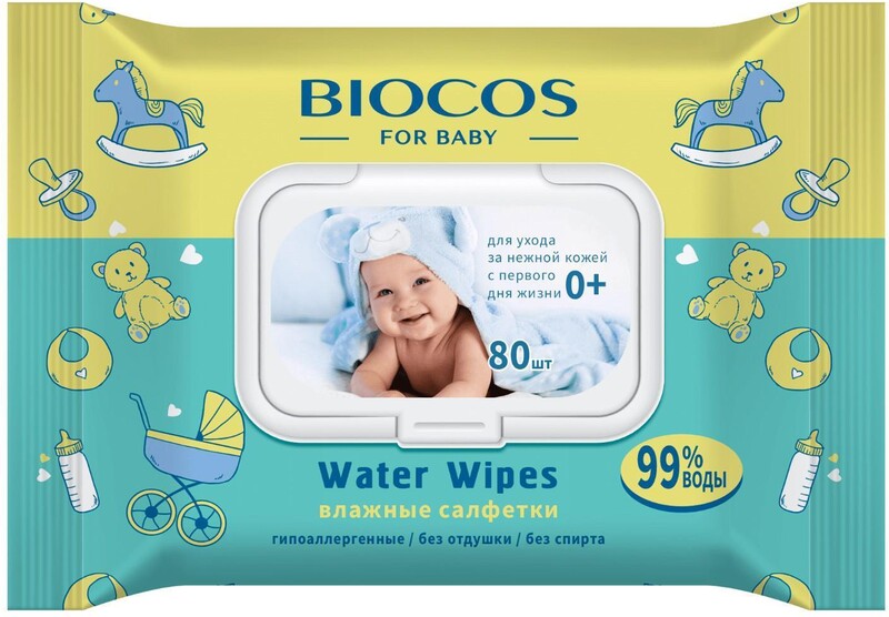 Влажные салфетки Biocos детские Water Wipes 80 шт