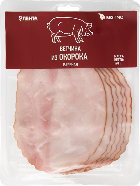 Ветчина из окорока ЛЕНТА нарезка, 170г Россия, 170 г