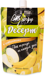 Десерт фруктовый яблоко-банан с пребиотиками BioNergy, 140 гр., дой-пак с дозатором