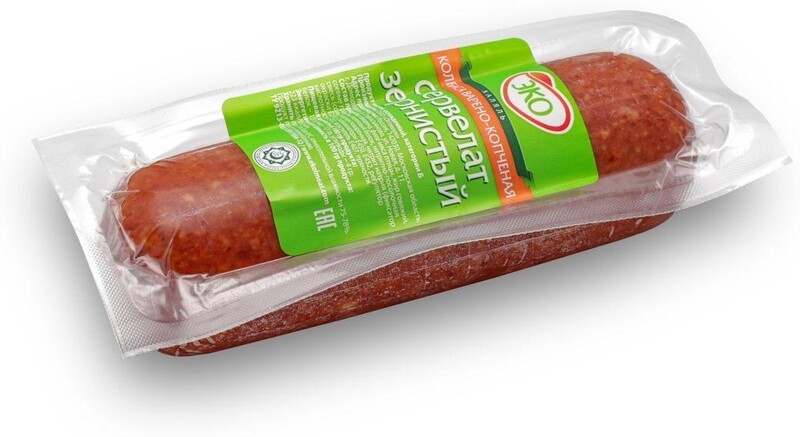 Сервелат варено-копченый, Зернистый Халяль, Эколь, 600 гр.,  вакуумная упаковка