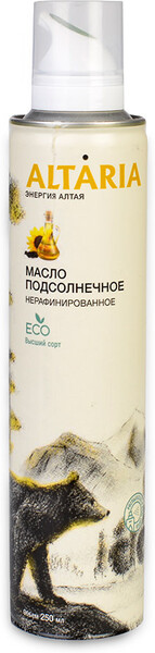 Масло Altaria подсолнечное рафинированное дезодорированное высший сорт 250мл спрей Россия