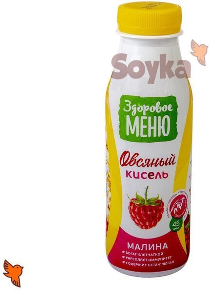 Кисель овсяный с малиной «Здоровое Меню», 330мл