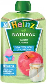 Пюре Heinz Natural с яблоком и сливки сахар с 6 месяцев 90 г