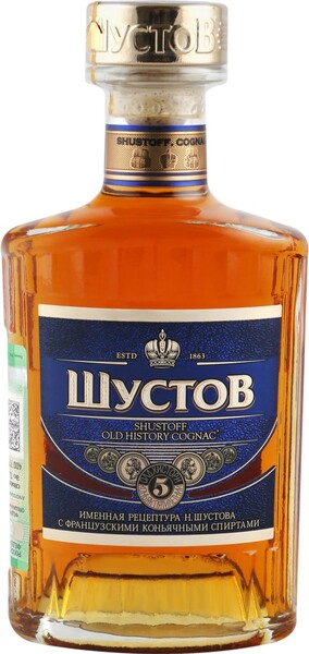 Коньяк SHUSTOFF Old History 5 лет 40%, 0.25л Россия, 0.25 L