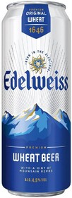 Напиток пивной EDELWEISS Wheat beer нефильтрованный пастеризованный осветленный, 4,9%, ж/б, 0.43л Россия, 0.43 L