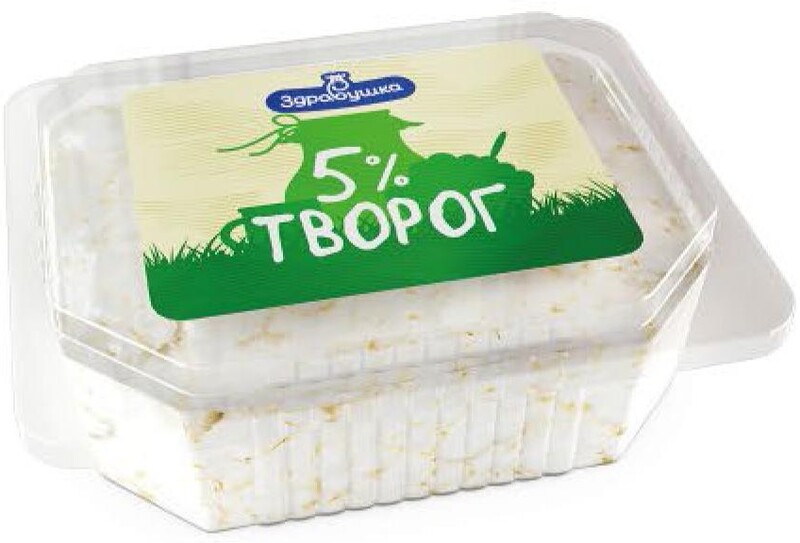 Творог 5%, Здравушка 400 гр., пластиковый контейнер