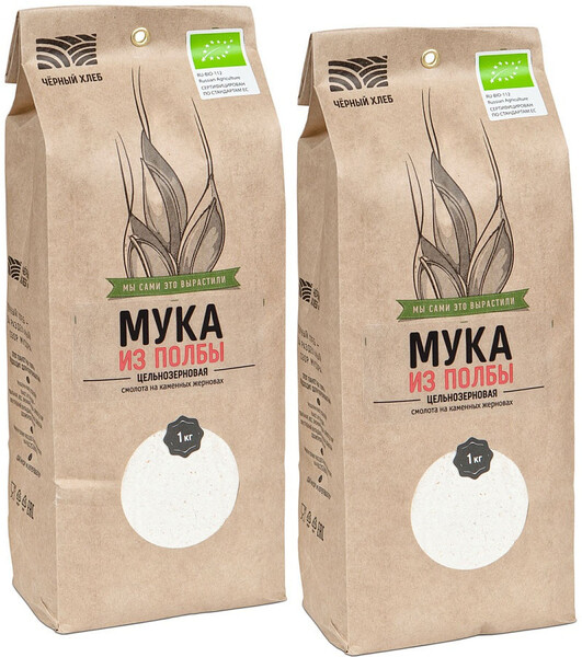 Мука из полбы цельнозерновая био Чёрный хлеб, 1000 г