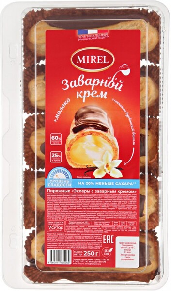 Пирожные Mirel Эклеры с заварным кремом, 5 шт., 250 г
