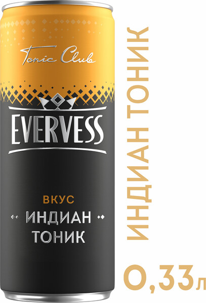 Напиток EVERVESS Индиан тоник сильногазированный, 0.33л Россия, 0.33 L