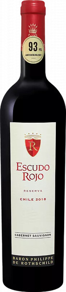 Вино Escudo Rojo Cabernet Sauvignon Reserva Maipo Valley DO Baron Philippe de Rothschild 2019 0.75л