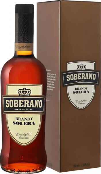 Бренди Соберано Солера в подарочной упаковке (Soberano Solera 0.70 Gift Box), 36 %, 0.70л