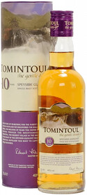 Виски Tomintoul Speyside Glenlivet Single Malt Scotch Whisky 10 YO (gift box) 0.35л