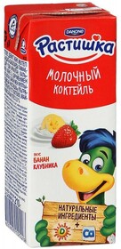 Коктейль Растишка молочный клубника-банан 2,5%, 210 гр., тетра-пак