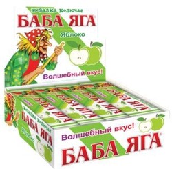 Кондитерские изделия Сладкая сказка Жевательная конфета БАБА ЯГА яблоко 11 гр. (48) в коробке 12 блоков (BB-3-3)