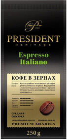 Кофе жареный в зернах «PRESIDENT Espresso ltaliano» 250 г.
