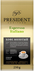Кофе жареный молотый «PRESIDENT Espresso ltaliano» 250 г.