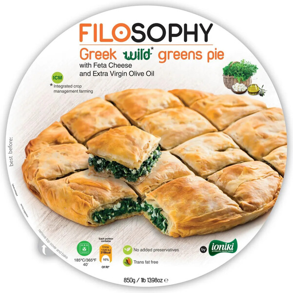 Пирог Ioniki Греческий с дикой зеленью сыром Фета и оливковым маслом замороженный 850 г