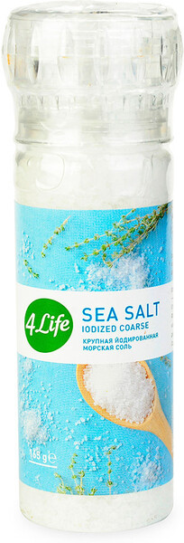 Соль морская 4Life йодированная крупная в мельнице 165 г