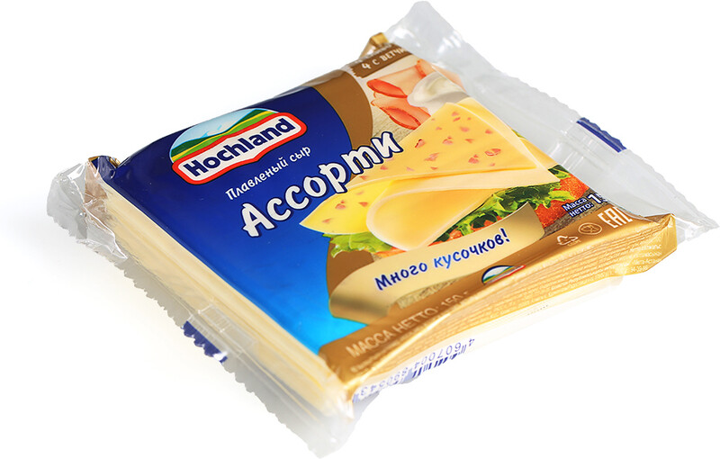 Сыр плавленый Hochland Ассорти ломтики 45% 150 г