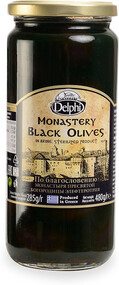 Маслины Delphi Каламата с косточкой в рассоле Монастырские 480г стекло Греция